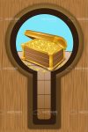 Treasure Chest with Golden Coins with ‘Through Keyhole’ Perspective